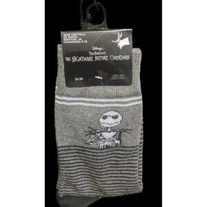 Nightmare Before Christmas Unisex Jack Grey Stripped Knee High Socks Size 6-12